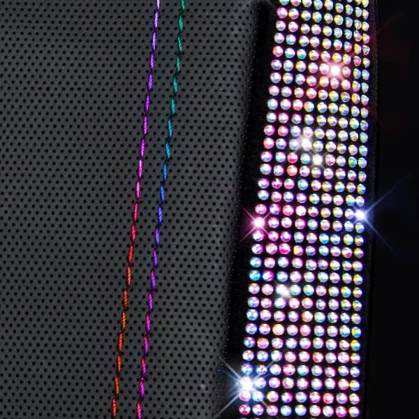 CAR PASS Leather Bling Diamond Car Seat Covers 2 Front Interior Sets, Waterproof Universal Shining Glitter Crystal Sparkle Fit for 95% Auto Truck SUV Cute Women Girl, Black Multicolor Rhinestone
