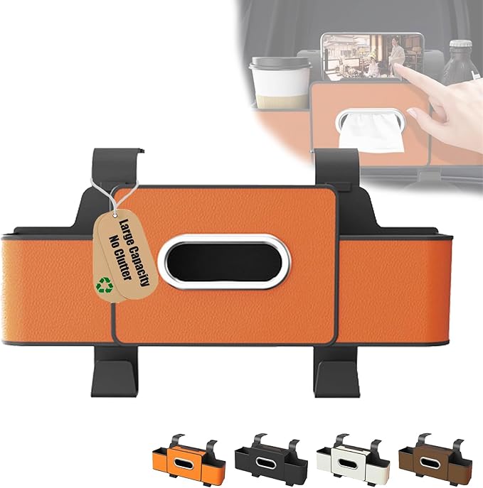 Car Organizers and Storage Box Behind Seat, Large Car Seat Back Organizer for Hold Phone, Drinks, Handbag, Universal Fit for Suv/Sedan (Orange, 1pcs)