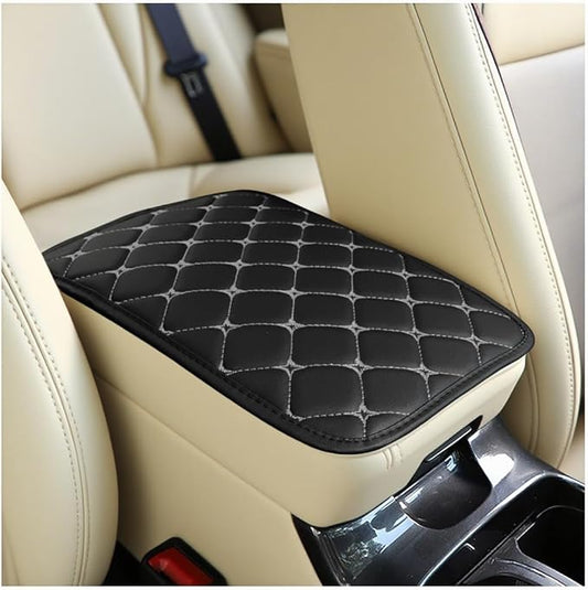 Car Center Console Cushion Pad, PU Leather Vehicle Armrest Cover Protector, Anti-Scratch Automotive Interior Arm Rest Seat Box Mat Accessories, Universal for SUV Sedan Truck (Black/Gray)