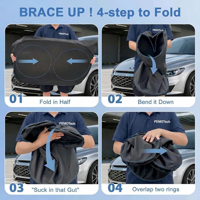 PEMOTech 2026 Upgraded Truck Windshield Sun Shade, Protector for F150/Raptor/Rv/Tikka, Thickened Overlapping Car Window Shades, Rays Blocker & Sun Dash Cover, Jeep Wrangler Accessories (69x35 inches)