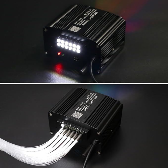 AZIMOM Dual Color 18W Twinkle Fiber Optic Starlight Box with Pure White Meteor, 2 in 1 Starlight Meteor Engine Sound Activated APP/Remote RGBW Light Source Driver for Car Home Star Lighting Decor