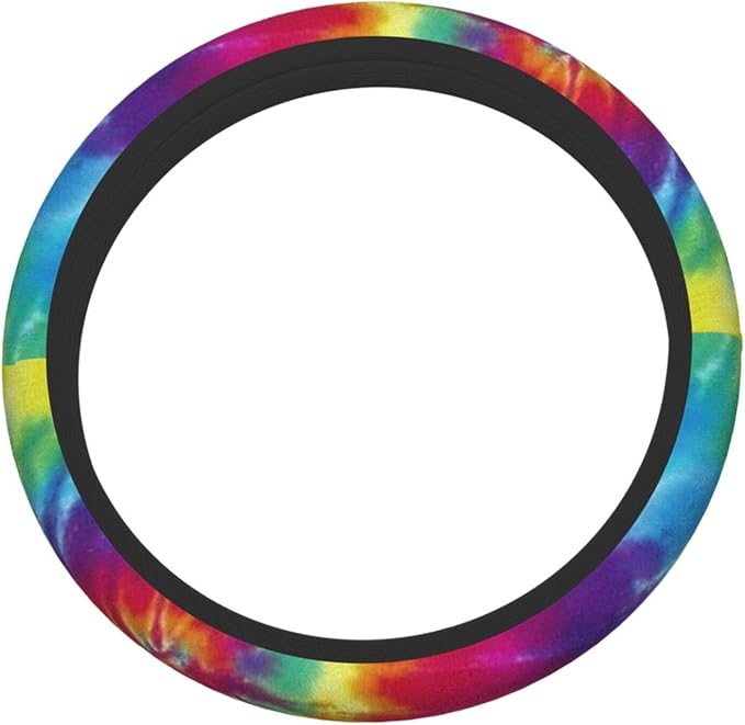 Colorful Tie Dye Universal 15 Inch Steering Wheel Covers Non Slip Neoprene Car Wrap Cover for Adults