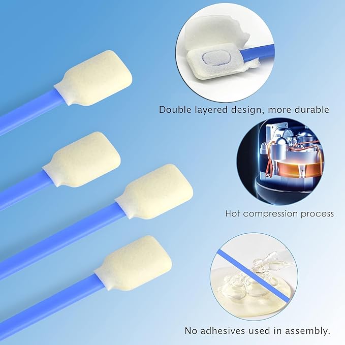 Wellgler’s 5.11" Foam Cleaning Swabs. Ideal for DTF Printers, Gun Maintenance, printheads, scanners, Camera Lenses, Chips, Hard Drives, Optical Lenses and Precision Optical Equipment. 200PCS.