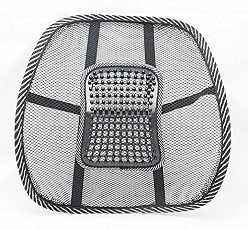 Black Lumbar Mesh Back Brace Support Office Home Car Seat Chair Ventilate Cool Cushion Pad with Massage | Breathable, Massage Beads for Ultimate Comfort (1 Piece)