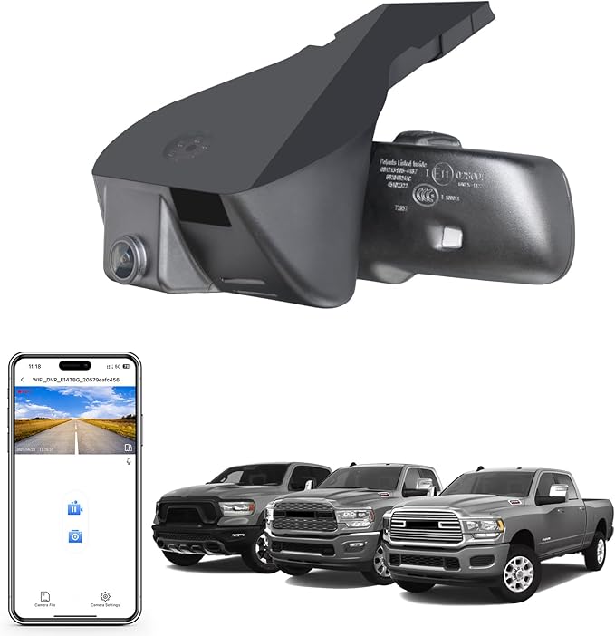 Mangoal 4K Dash Cam Custom fit for Dodge RAM 1500/2500/3500 2019 2020 2021 2022 2023 2024 (Model D), Rebel Big Horn Laramie, UHD 2160P Video, OEM Look App & WiFi,Loop Recording G-Sensor, 64GB Card