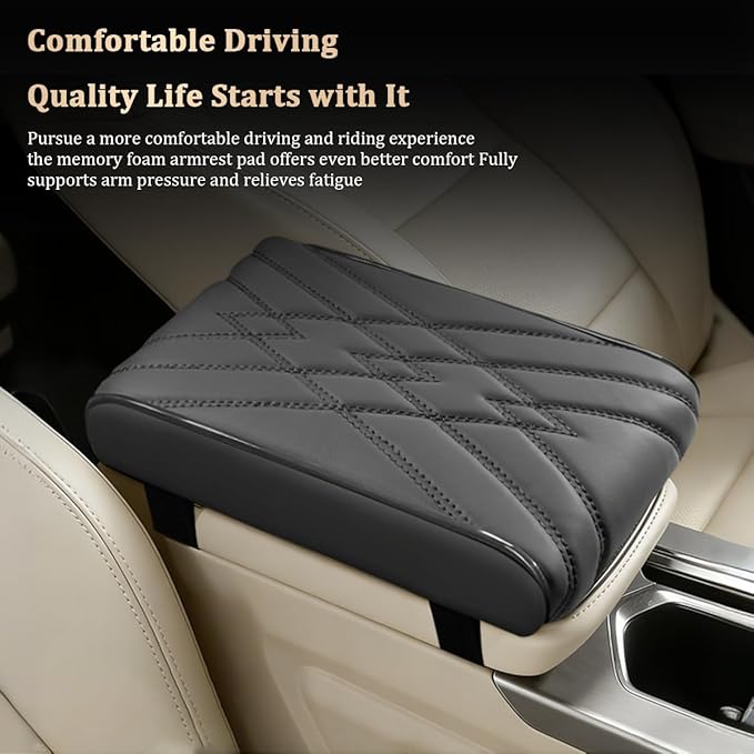 Car Center Console Cover, Memory Foam Vehicle Arm Rest Seat Box Cushion Pad, Scratch & Wear Resistant Automotive Middle Console Protector, Universal for SUV Automobile Truck (Grey)