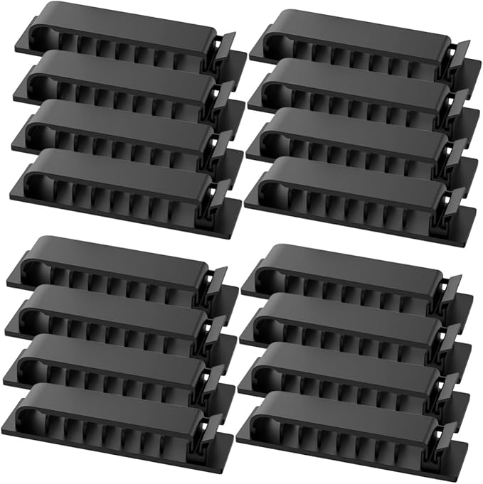 HOMSFOU 16pcs Self-Adhesive Cable Organizer for Cables Desktop and Compact Wire Management for Home Office Study