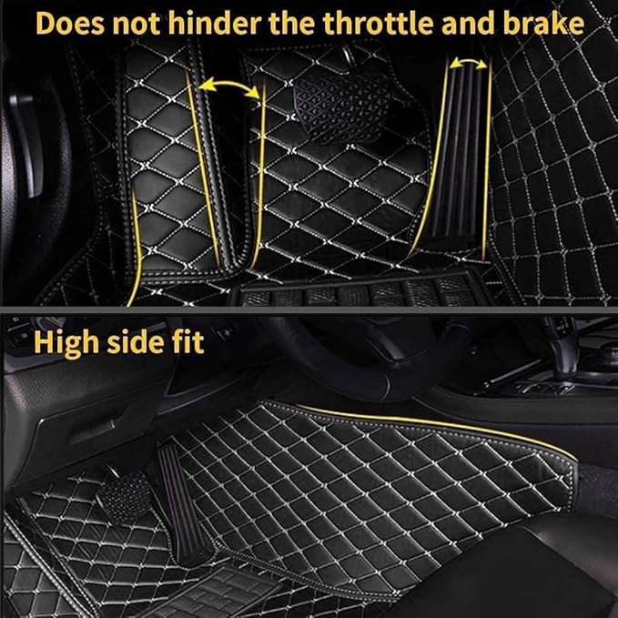 Custom Car Floor Mat Compatible with 97% Car Models Luxury Leather All Weather Waterproof Anti-Skid Full Coverage Car Mats (Brown)