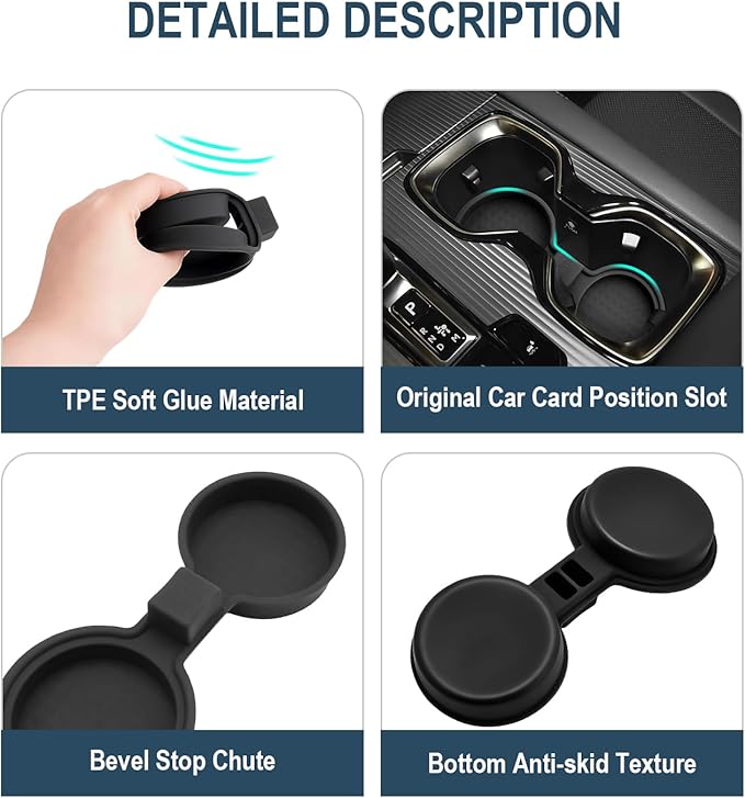 2023-2025 2026 RX350 Cup Holder Liner for Lexus RX350 Accessories Non-Slip Silicone Cupholder Coaster Liner Mat Compatible with 2023 2024 2025 2026 Lexus RX350/RX350h/RX500h