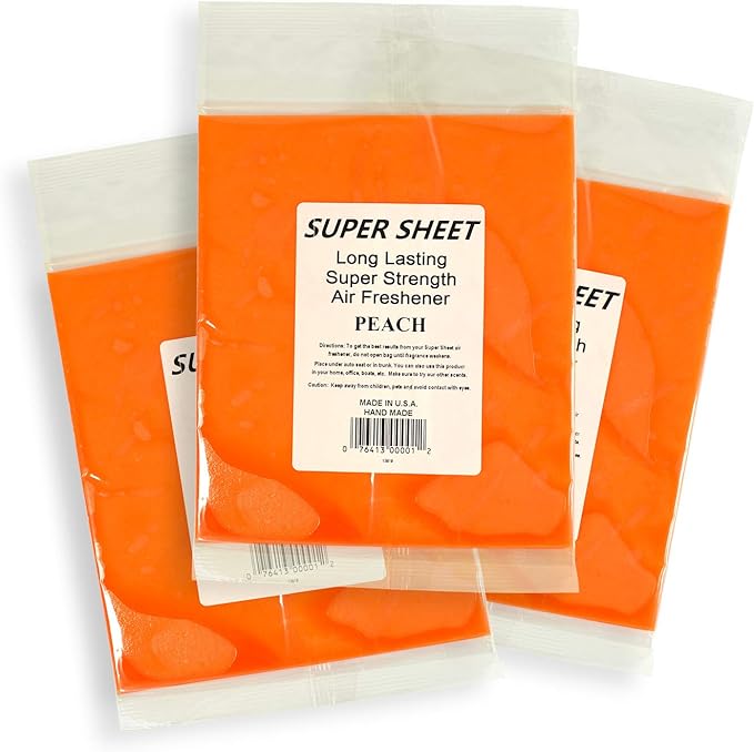 Super Sheet Large (8"x7") Under Seat Car Air Freshener, 3-PACK (Peach)
