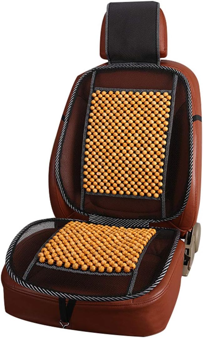 Wood Bead Car Seat Cover Cushion, Cooling & Breathing, Automotive Beaded Driver Seat Massager Cushion for Lower Back Pain