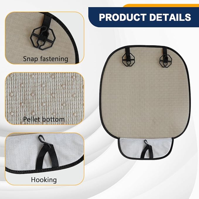 2PCS Car Seat Bottom Cover Pad, Car Seat Mat, Driver Cushion with Comfort Memory Foam & Non-Slip Rubber Bottom, Vehicle Accessories Breathable Seat Protector Mat for Auto Office Home (Black)