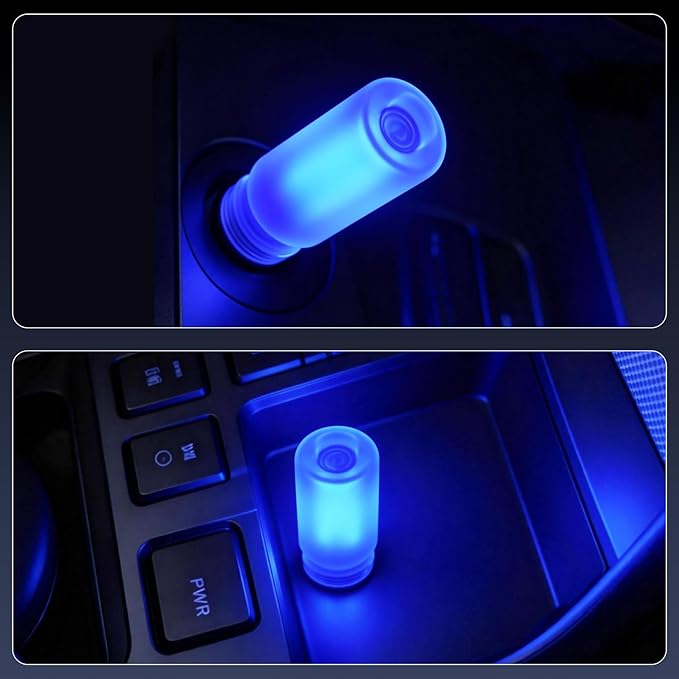 iFunyLED Car Interior USB LED Night Light, Portable Touch dimmable Car Ambient Lighting Kit, Retro Mini Frosted Glass Bottle Lamp Decorations for Vehicle Camping Bedroom Hallway, Pack of 2(Blue)