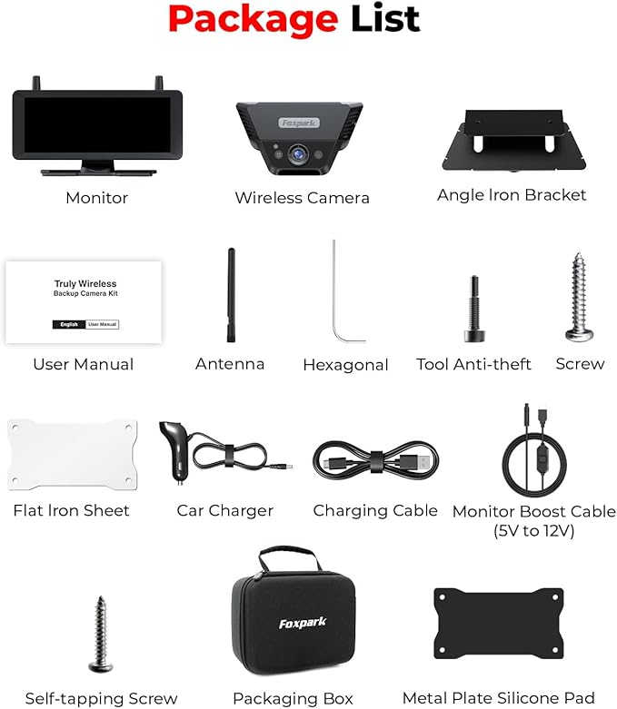 Wireless Backup Camera Solar Magnetic: 7.2" 1080P HD Split-Screen Monitor with Strong Signal, 1Min Easy Install, DVR Recording, Portable Storage Bag, Back up Camera for RV, Truck, Trailer, Camper