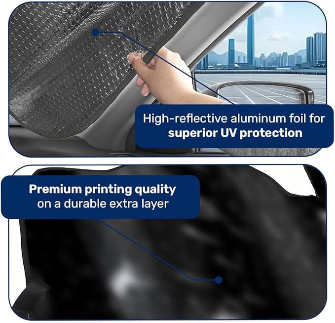 GENANY Movie Windshield Sun Shade for Car SUV Truck (55x30 Inches), Front Window Visor for Windows, Protector Blocks UV