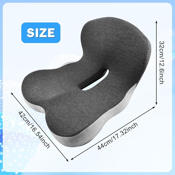 Memory Foam Seat Cushions for Office Chair, L-Shaped Integrated Seat Cushion with Back Support, Seat-Cushion for Tailbone Protection fo-r Long Sitting & Driving(Color:Grey)