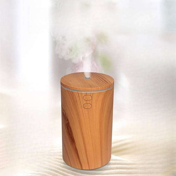 USB car Aromatherapy Machine, air humidifier, ultrasonic Aromatherapy Diffuser, with 7 Color LED Lights, Suitable for Cars, Offices, Travel, Household Cars (Light Wood Grain Color)