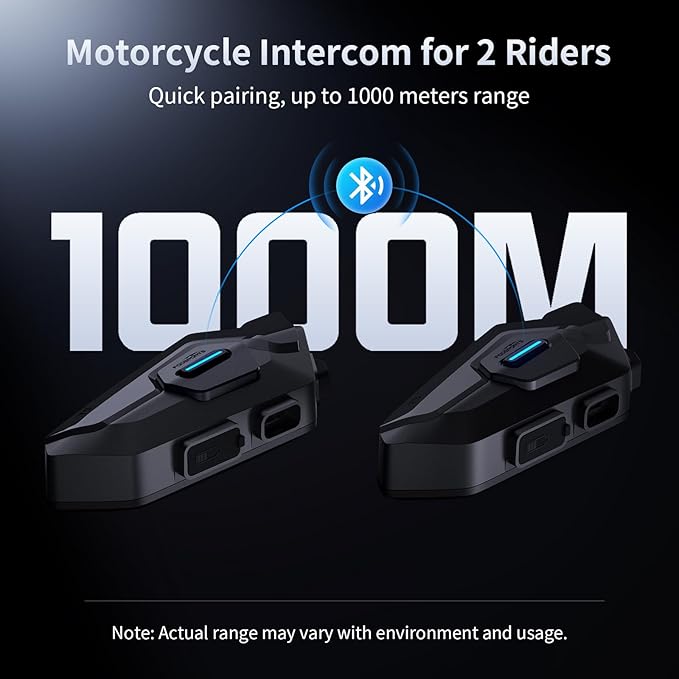 Fodsports T5 Motorcycle Helmet Bluetooth V5.4, 2-Way Helmet Intercom Communication Systems with Music Sharing, 9-Language Voice Prompts/Voice Assistant/FM Radio/2 Type Mics/4 Colored Faceplates