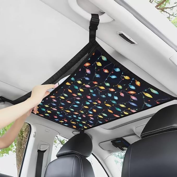 Lights Print Car Seat Organizer Roof Storage Tidy Pouch Pocket Car Travel Accessories Suitable for Cars, SUVs