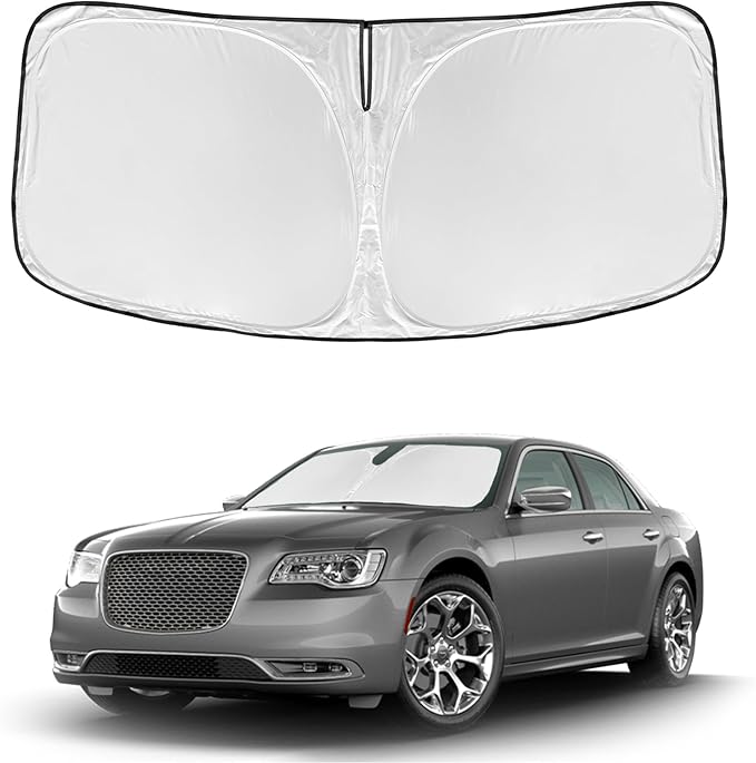 for Chrysler 300 300C 2011-2023 2024 2025 Windshield Sun Shade - 4 Layers Car Sunshades for Front Windows Shade Cover Custom Fit 300 300C 250T Retractable Shade Blocks UV Rays Car Accessories