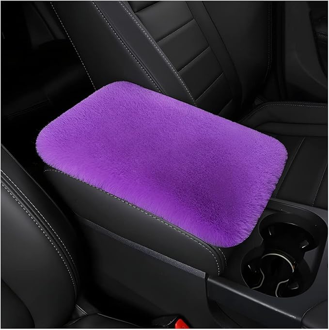 Fluffy Car Armrest Cover, Universal Car Center Console Pad, Car Armrest Seat Box Cover Decor Accessories For Women Men, Armrest Seat Box Cover Protector For Most Vehicle, SUV, Truck, Car (Purple)
