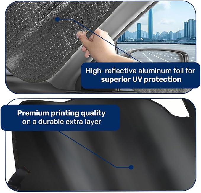GENANY Black Windshield Sun Shade for Car SUV Truck (64x32 Inches), Sun Shade Windshield, Shades for Front Windows, Protector Blocks UV, Car Decor