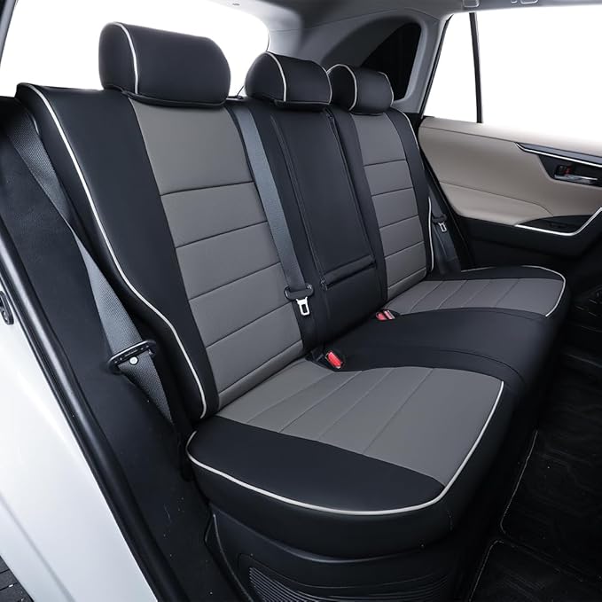 EKR Rav4 Seat Covers Custom Fit for Toyota Rav4 (Hybrid) LE/XLE Premium 2026,Waterproof Leather Car Seat Cover Full Set for SUV,Faux Leather(Black/Gray)