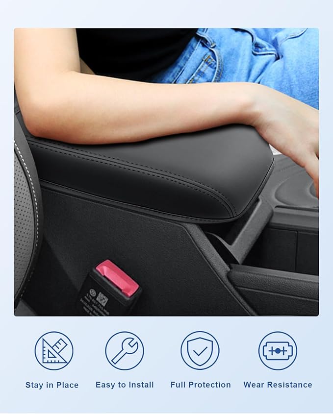 CDEFG for 2025 2026 VW Tiguan Center Console Cover, for 2025 2026 Volkswagen Tiguan Accessories Armrest Cover 2025 2026 Tiguan Middle Console Pad Arm Rest Cushion Leather Cover