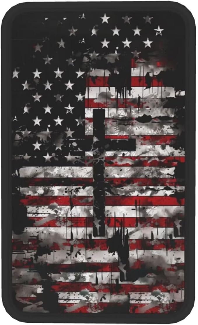American Flag Center Console Cover Patriot Star Stripe Cross Polyester Arm Rest Covers Armrest Pad Cushion Car Accessories Fit for Most Cars Sedans Vans Truck Vehicles, SUVs