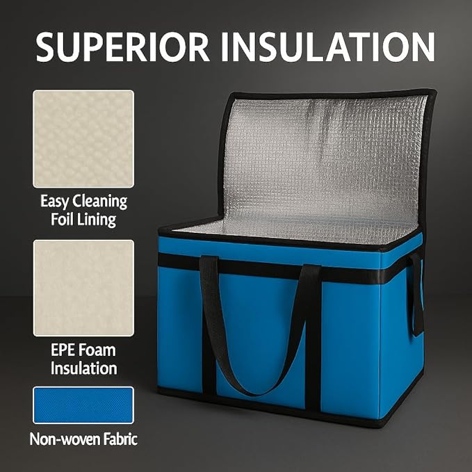 XXXL Insulated Food Delivery Bag Cooler Bags Keep Food Warm Catering Therma for doordash Catering Cooler Bags Keep Food Warm Catering Therma Catering Shopper hot Blue Blue…