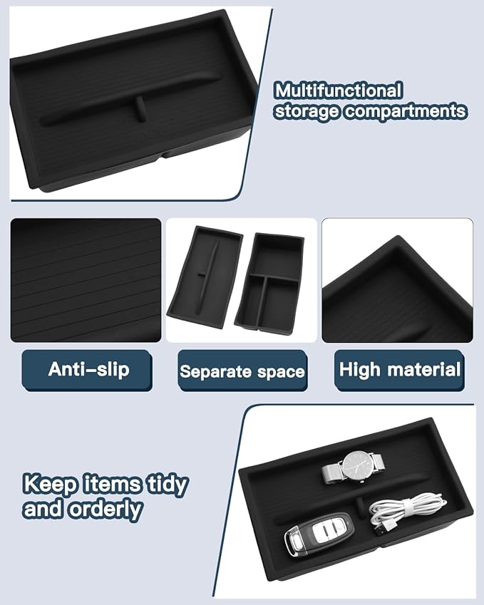 2023-2025 2026 Lexus RX350 Center Console Organizer for Lexus RX350 Accessories Silicone Material Double Armrest Console Glove Tray Compatible with 2023 2024 2025 2026 Lexus RX350/RX350h/RX500h(2PCS)