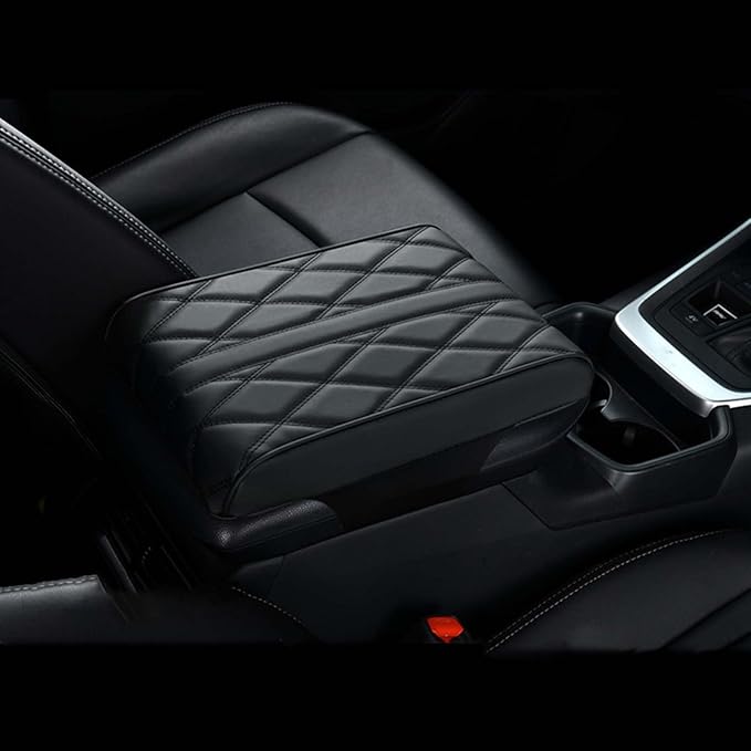 Car Center Console Cover for Lincoln Nautilus 2024-2025,Armrest Box Mat,Car Armrest Box Pad,Center Console Cushion,Leather Car Armrest Box Pad,Scratch Resistant,Comfort Elbow,B-Black