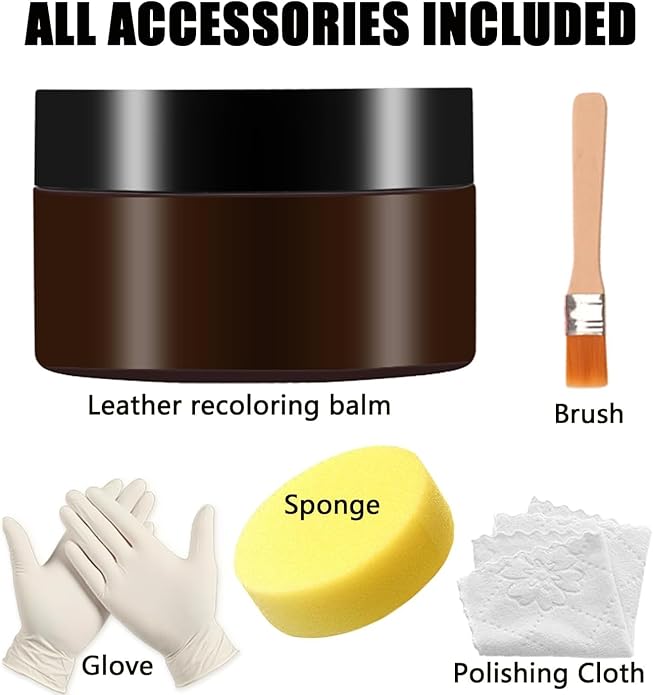 Leather Recoloring Balm, Leather & Vinyl Color Restorer Conditioner – Repairs Faded & Scratched Leather Color