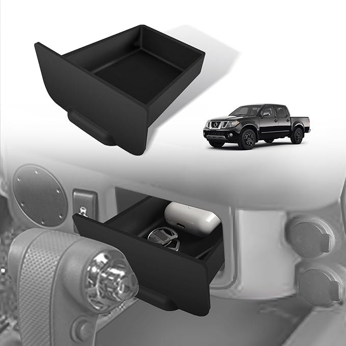 Muslogy Storage Drawer Tray Compatible with 2005-2021 Nissan Frontier Accessories Center Console Organizer Anti-Slip Cubby Silicone Insert Extra Storage Box (Fits Trims with Console Hole Only)