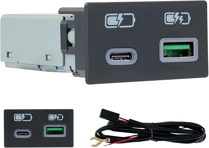 185W Fast Car Charger USB c Dual Port Adapter Center Console Socket for Toyota Camry (Flat USB (120W)+Type-C (65W))