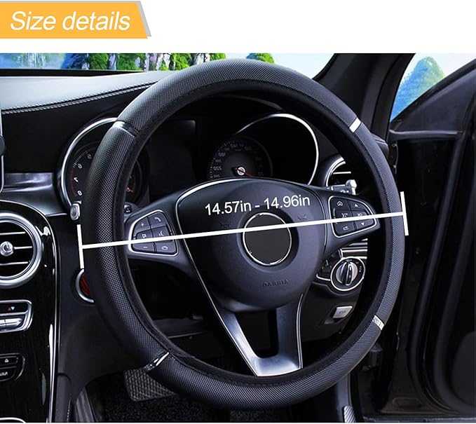 Car Steering Wheel Cover, Non-Slip, Elastic, Steering Wheel Cover for Men and Women, Universal Fit 15 Inches Cars, Vehicles, SUVs (Black)