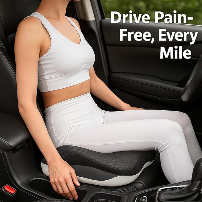 Seat Cushion for Office Chair Orthopedic Memory Foam Coccyx Support Pad Sciatica Pain Relief Tailbone Back Comfort Posture Alignment Pressure Massage Home Car Work” Gray