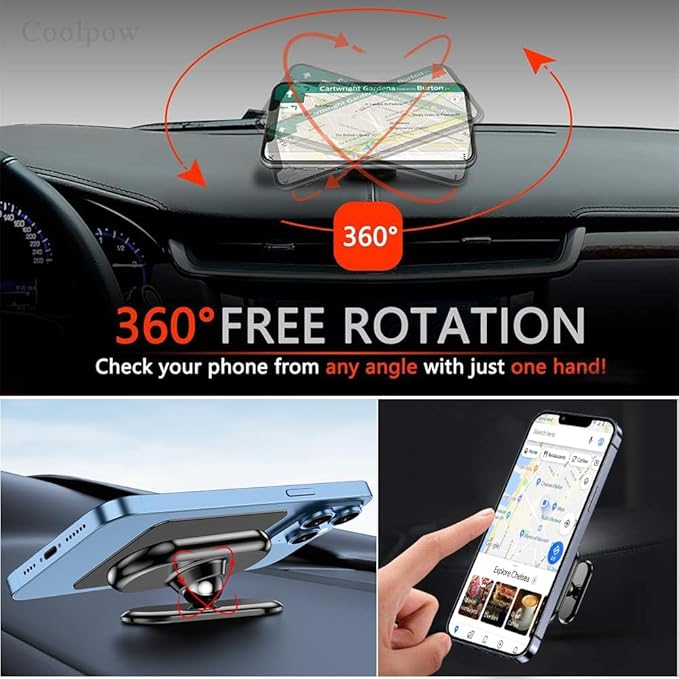 【2-Pack】 Magnetic Phone Holder for car, [ Super Strong Magnet ] [ with 4 Metal Plate ] Cell Phone carmount for iPhone Magnetic [ 360° Rotation ] Universal Dashboard Adhesive Car Magnetic Phone Mount
