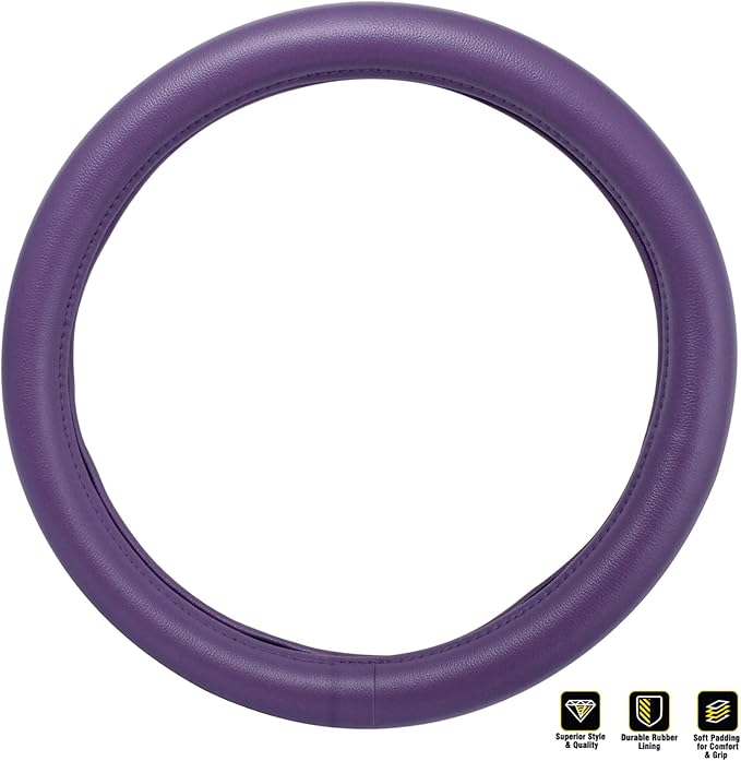GG Grand General 54069 18 inches Deluxe Steering Wheel Cover Full Purple with Purple Stitching