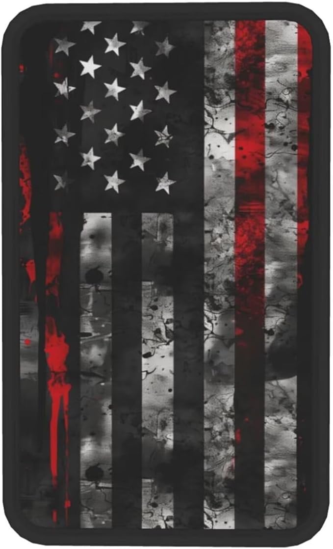 Car Armrest Box Pad American US Flags Car Center Console Cover Pad Black and Red Auto Armrest Cover for Most Vehicle, SUV, Truck Universal Arm Rest Cushion Pads