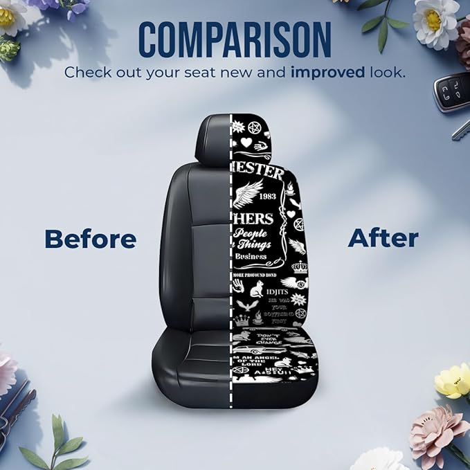 GENANY Horror TV Series Car Seat Covers Set of 2, Breathable Front Seat Covers for Truck Sedan SUV, Fantasy Movie Car Accessories, Horror Gift for Women Men
