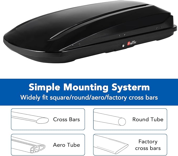 Garvee Heavy Duty Hard Shell Roof Top Cargo Carrier - 70(L) x31(W) x15(H) Waterproof Lockable Storage Box Capacity 165 Lbs 17.7 Cu Ft - Tool-Free Install- Fits SUV, Truck, Van