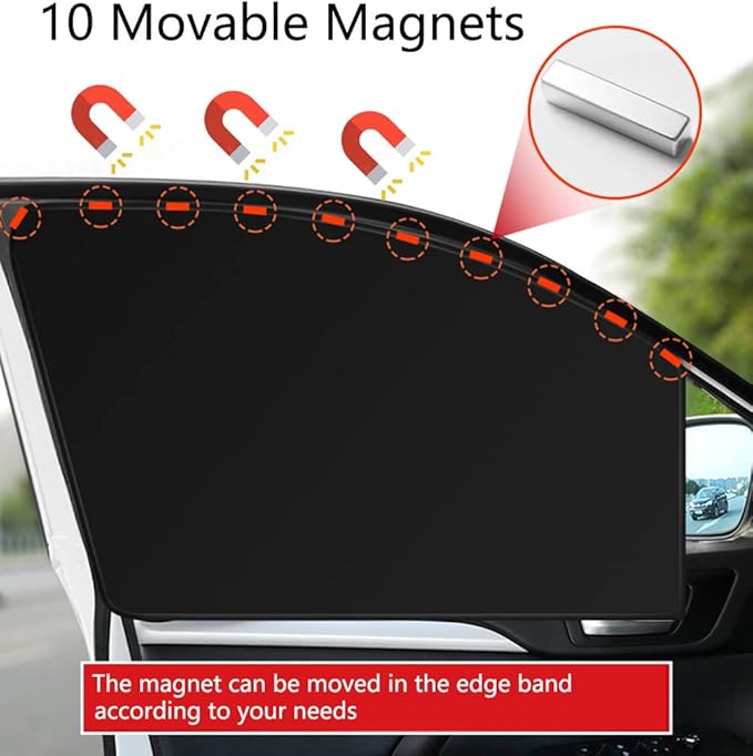 Car Side Window Sun Shades, 4PCS Window Sunshades Privacy Curtains, 100% Block Light for Breastfeeding, Taking a nap, Changing Clothes, Camping (Front&Back 4pcs)