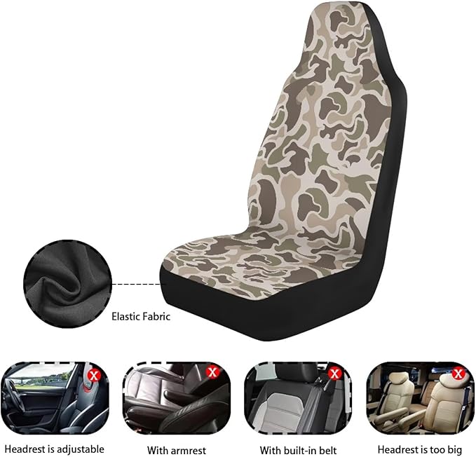 Car Seat Covers Elastic Fabrics Camo Duck Hunter Car Seat Covers Front Seats Only Universal Fit for Most Vehicles, Easy to Install and Clean Accessories All-Season Protection