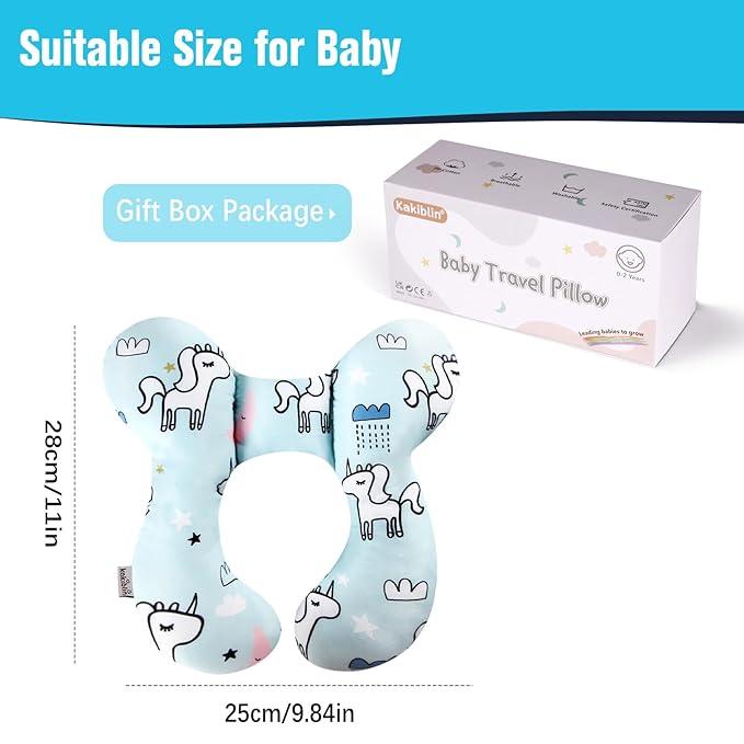 KAKIBLIN Baby Neck Pillow, Baby Support Pillow,Upgraded Neck Pillows for Car Seat,Head and Neck Support Pillow for Car Seat, Stroller, Pushchair(Unicorn)