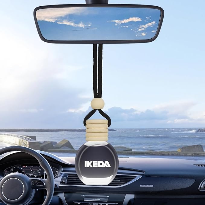 Ikeda Car Air Freshener: Hanging Car Smell Air Freshener | 10ml Round Hanging Car Decoration | Long Lasting Fragrance | For Auto Home | 1pcs (New car)
