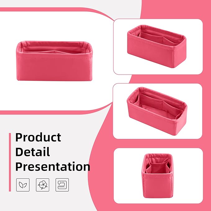 DGAZ Silk Purse Organizer Insert Fits LV Speedy 16/20/25/30/35/40/45 bags，Silky Smooth Bag Organizer，Luxury Handbag & Tote Shaper(Rose lipstick,SP16)
