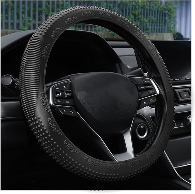 Steering Wheel Cover, Car Silicone Steering Wheel Protector, Anti-Slip Soft Odorless Wheel Covers, Universal 14-15 Inch Steering Wheel, Automotive Interior Accessories (Black)