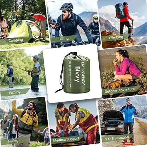 Esky Emergency Sleeping Bag, Survival Bag Portable Thermal Bivy Sack, Waterproof Lightweight Emergency Blanket Survival Gear with Compass for Camping Hiking Outdoor Adventure