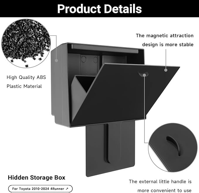 Hellet Hidden Storage Box Compatible with Toyota 2010-2020 2021 2022 2023 2024 4Runner Interior Accessories Center Console Organizer
